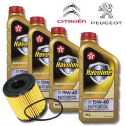 KIT TROCA DE ÓLEO 15W40 TEXACO HAVOLINE + FILTRO (PEUGEOT/CITROEN)