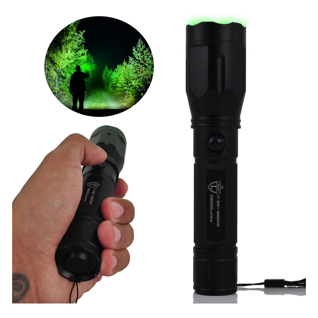 Lanterna Led Verde Caça Tática Green Acionamento Remoto - LT-8601