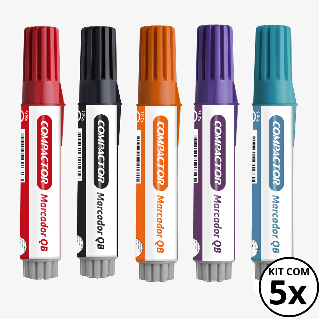Kit com 05 Marcadores Para Quadro Branco - COMPACTOR KITS:KIT 01 em Oferta na Shopee