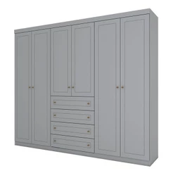 Guarda Roupa Casal Americano 6 Portas Cinza – Henn