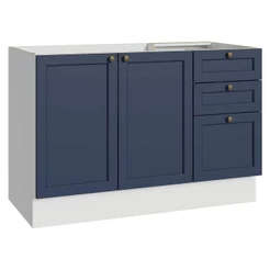 Balcão de Pia 120 cm 2 Portas 3 Gavetas (Sem Tampo) Branco/Azul Vik Madesa