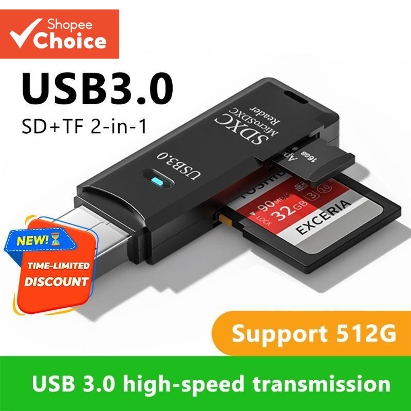 Leitor De Cartão USB3.0 Para TF/SD Adaptador De Memória 2 Em 1 PC Laptop Acessórios Inteligente