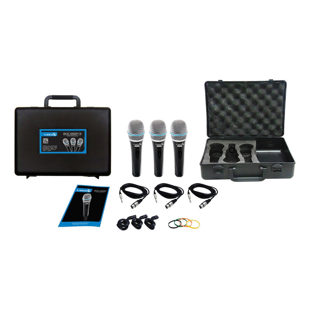 Kit 03 Microfones De Mão Profissional Sml48sp-3 Lyco em Oferta na Shopee