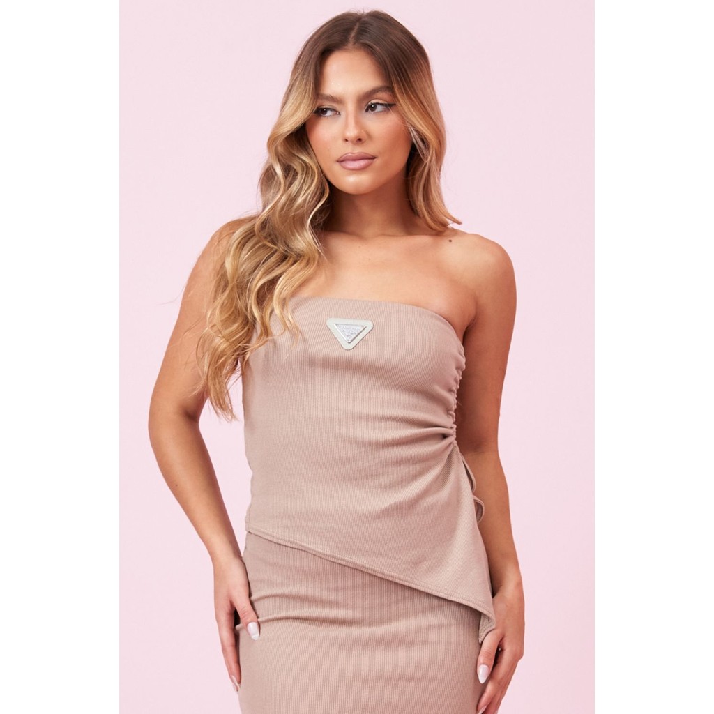 Blusa Feminina Sem Alça Com Drapeado Planet Girls Bege Médio - Women Clothes