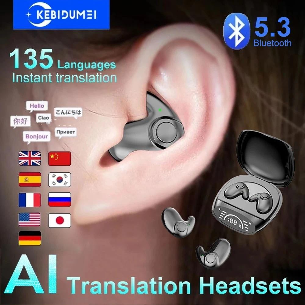 Bluetooth 5.3 AI Tradução Fones De Ouvido Suporte 135 Idioma Sem Fio Sono Alta Fidelidade Redução Ruído