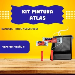 Kit Pintura Atlas: Bandeja/ Rolo 9cm/ Rolo 15cm Antimarcas