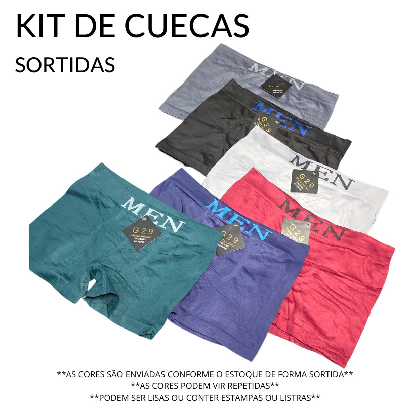 Kit Cuecas Boxer Masculina Microfibra Adulto Sem Costura