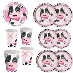 KIT FESTA VAQUINHA FAZENDINHA ROSA 8 PRATOS + 8 COPOS DESCARTÁVEL 200 ML PAPEL - FESTCOLOR (CHOCO)