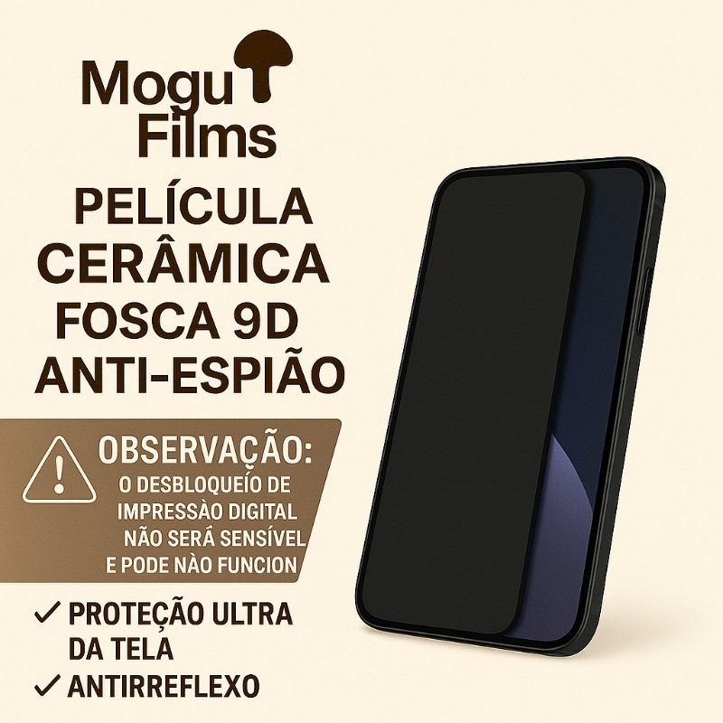 Película Cerâmica Fosca Privacidade Samsung Galaxy A05 A16 A17 A35 A55 S20FE S21FE S23FE S24FE S25FE