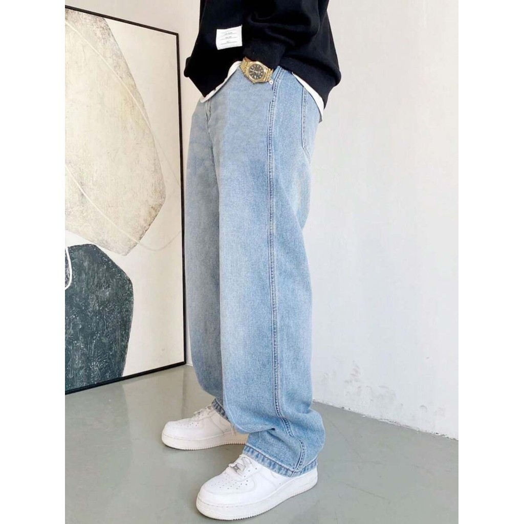 Calça Denim Bag Balão Larga Corte Reto Carpenter UNISEX Dia dos Pais em Oferta na Shopee