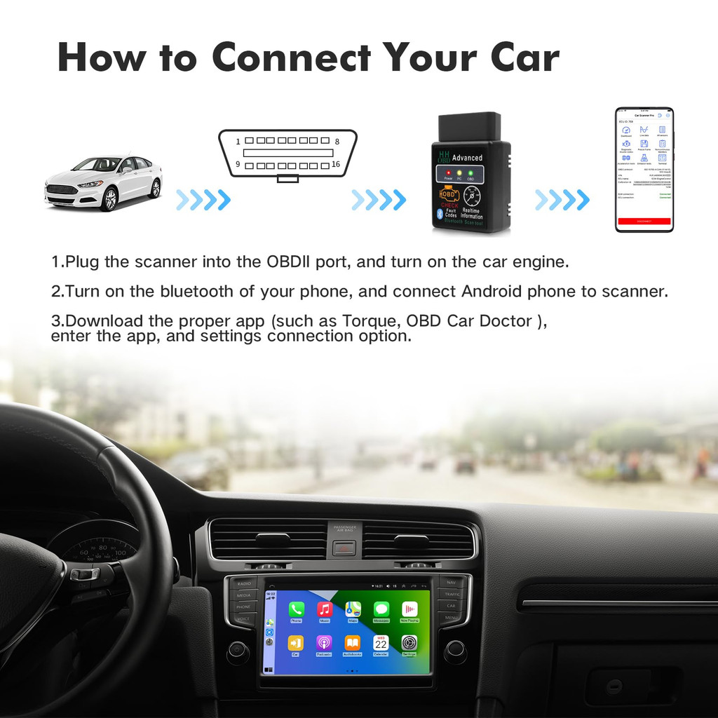 Leitor De Código De Diagnóstico Automotivo OBD2 Bluetooth Sem Fio Para Versões Smart Box PC E Celular — imagem 2 de 2