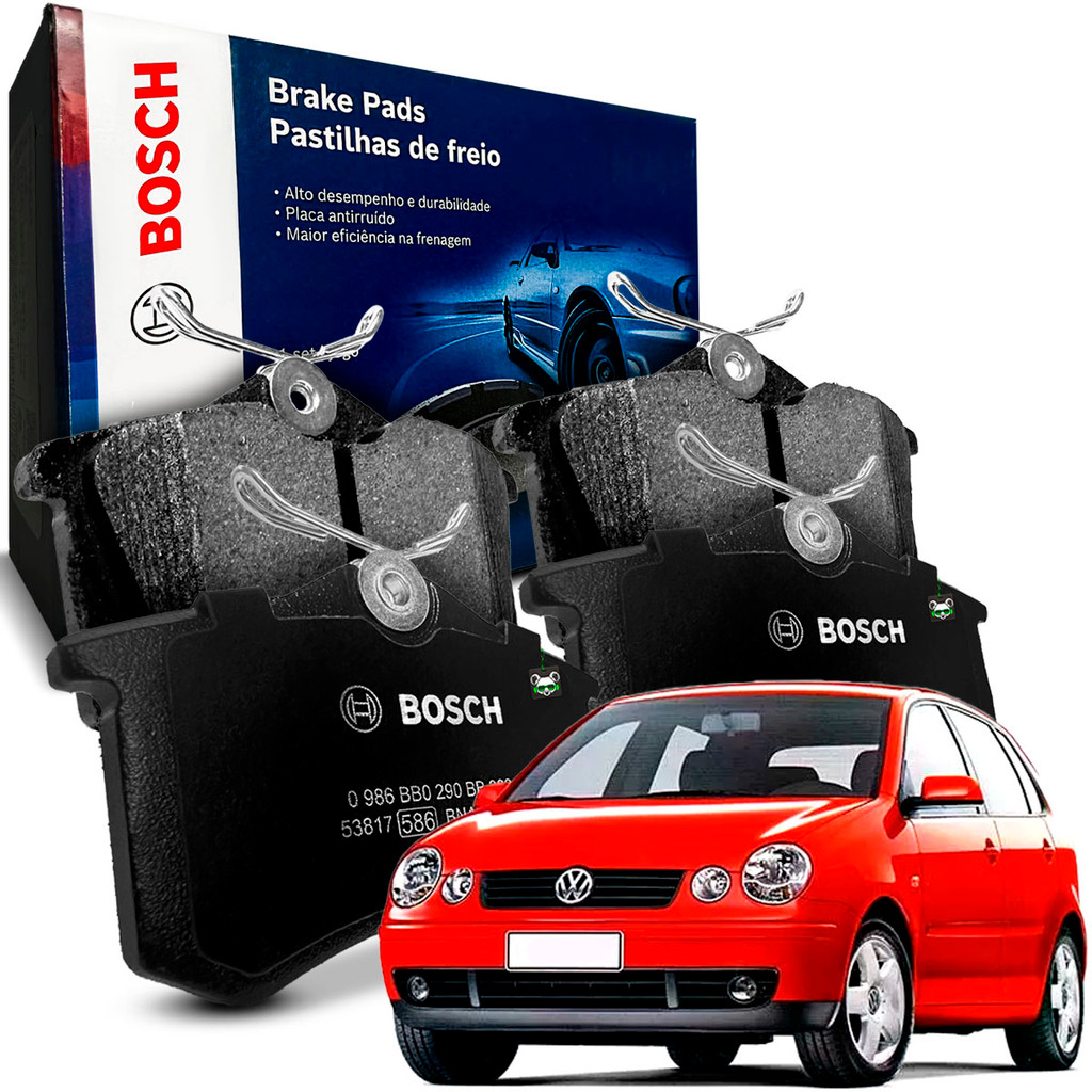 Jogo Pastilhas Freio Traseiro Bosch Polo 2002 2003 2004 05 06 07 08 09 a 2024 2025