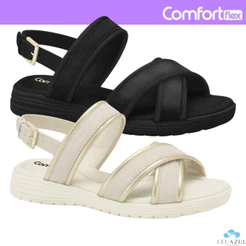Sandália Feminina Comfortflex Tiras Cruzadas em X Confortável