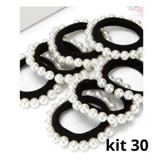 Kit 30 unidades Elástico amarrador de cabelo Com Pérolas branco acessorios xuxinha para cabelo 30 unidades em Oferta na Shopee