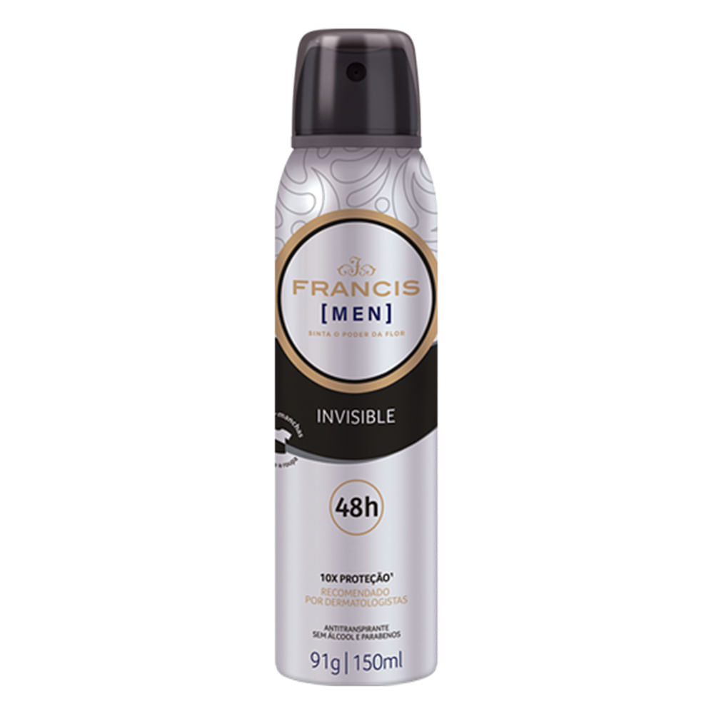 Desodorante Francis Men Invisible Aerosol Antitranspirante 48h 150ml - Beauty