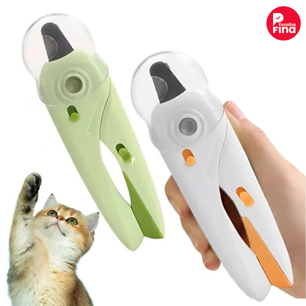 Kit Cães Gatos Cortador de Unhas com Alicate Luz LED Lixa Tesoura