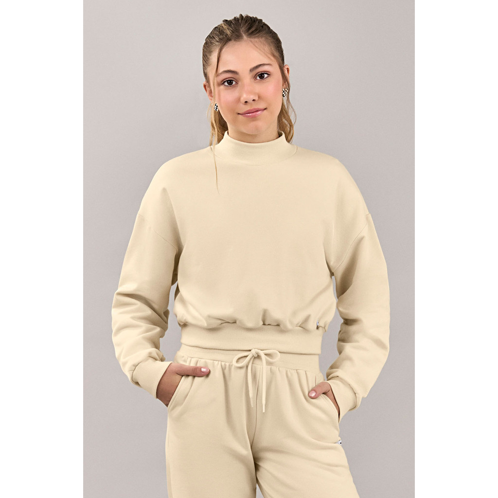 Blusão Cropped Juvenil Menina Básico Beats Bege - Baby & Kids Fashion