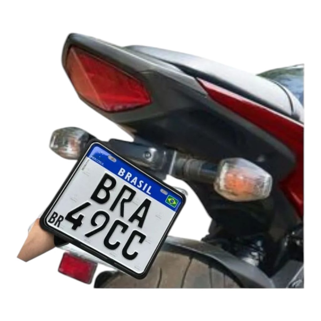 Suporte Moldura Placa Moto Mercosul Preto — imagem 2 de 2