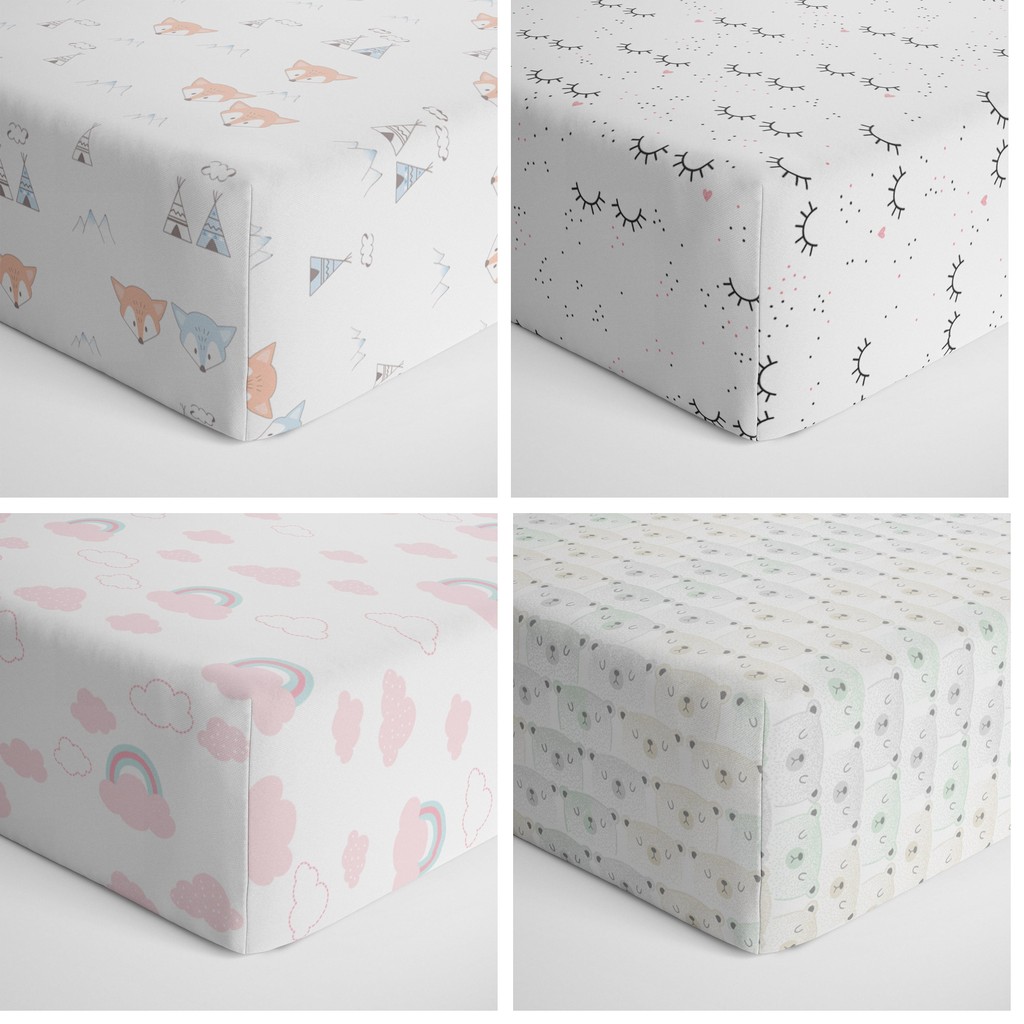 Lençol Bebe Avulso Papi Baby C/ Elástico Tamanho Americano Estampado 1,30m x 70Cm X 12Cm Com 01 Unid
