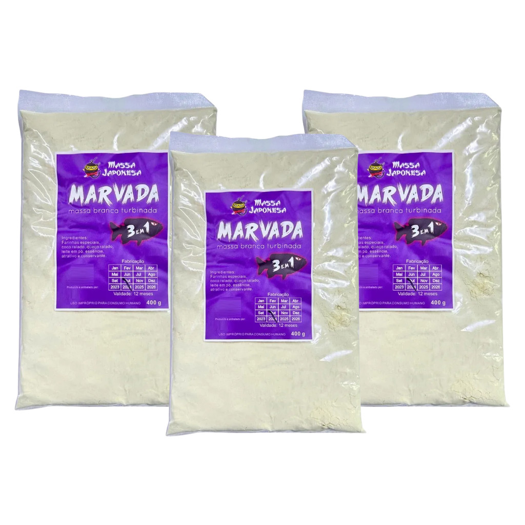 Kit 3 Pacotes Massa Japonesa Pesca Marvada Tamba Pacu Tambaqui Tilápia Pesqueiro