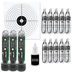 Co2 10 Unidades 12g Para Airgun + Esferas de Aço 6mm 6.0 com Silicone e Alvo