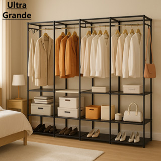 Guarda Roupa Portátil Arara Grande Multifuncional Desmontável Armario Organizador Estrutura De Metal em Oferta na Shopee