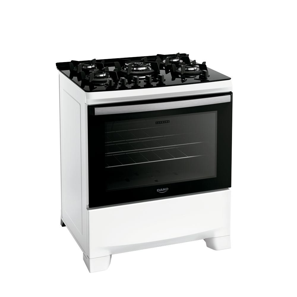 Fogão 5 Bocas a Gás Dako Supreme Glass Tripla Chama e Acendimento Automático Bivolt Branco em Oferta na Shopee