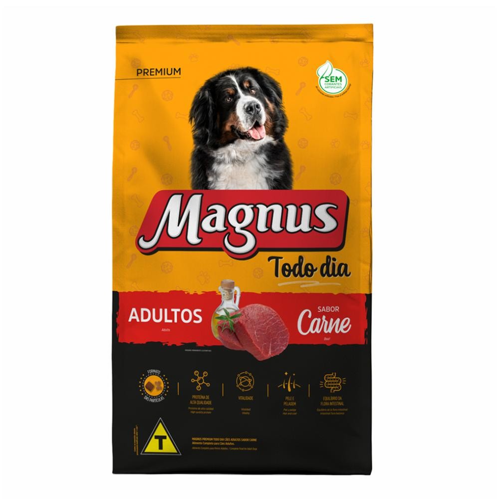 Ração Magnus Premium Todo Dia Para Cães Adultos Carne 15kg em Oferta na Shopee