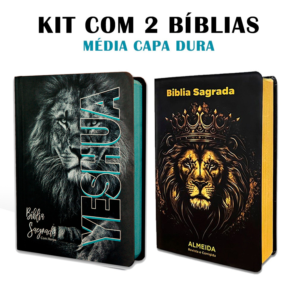 Kit 2 Bíblias Letra Grande Luxo com Harpa  - Edição de Promessas