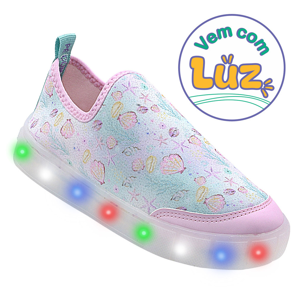 Tênis Infantil Menina Urban Guty Com Luz de Led Lançamento em Oferta na Shopee