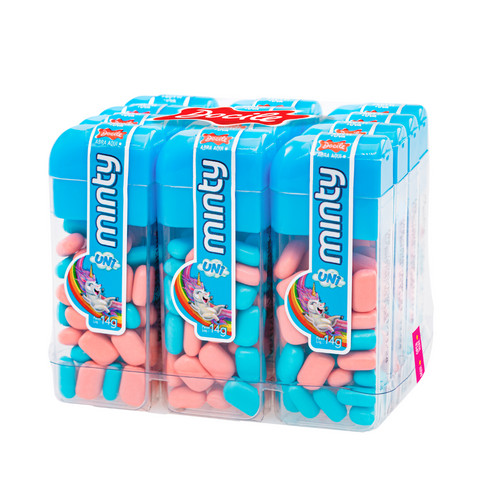 Pastilha Mini Minty Tutti-Frutti Unicórnio com 12 potes de 14g cada - Docile em Oferta na Shopee