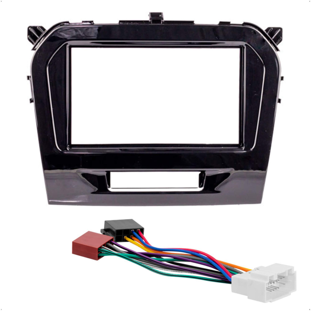 Kit Moldura +Chicote Grand Vitara Black Piano 2016 até 2021 2 Din 7 Polegadas Cor Black Piano Expex