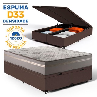 Cama Box Baú com Colchão de Espuma D33 Millenium One Face Queen 158cm em Oferta na Shopee