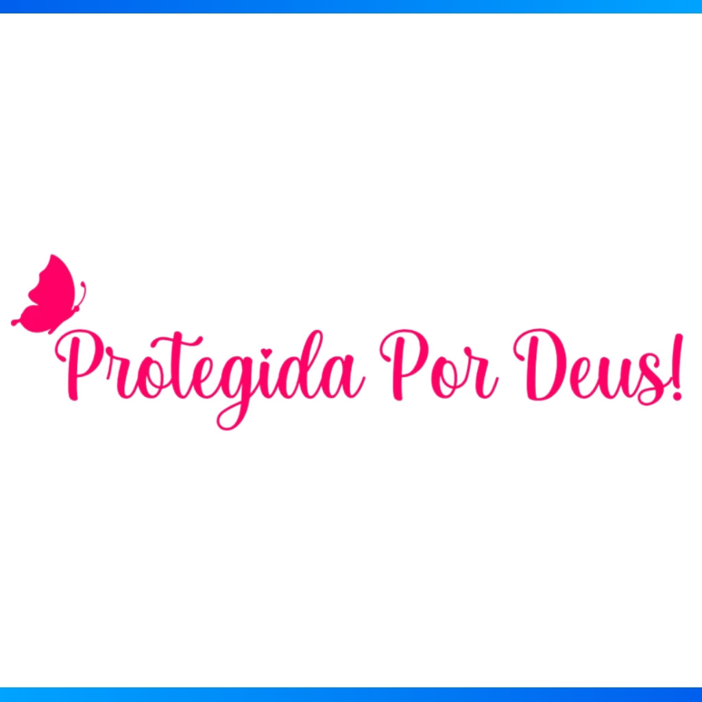 Adesivo Frase Protegida Por Deus 30 x 3,5CM Rosa Coroa Borboleta - OFERTA