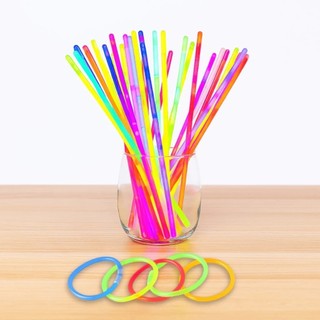 Kit com 100 Pulseiras Neon Alto Brilho Fluorescente Tubo Diversas Cores Brilha no Escuro