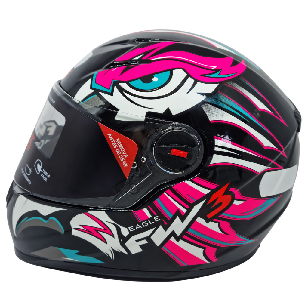 Capacete Fw3 X GTN Eagle Rosa com Azul em Oferta na Shopee