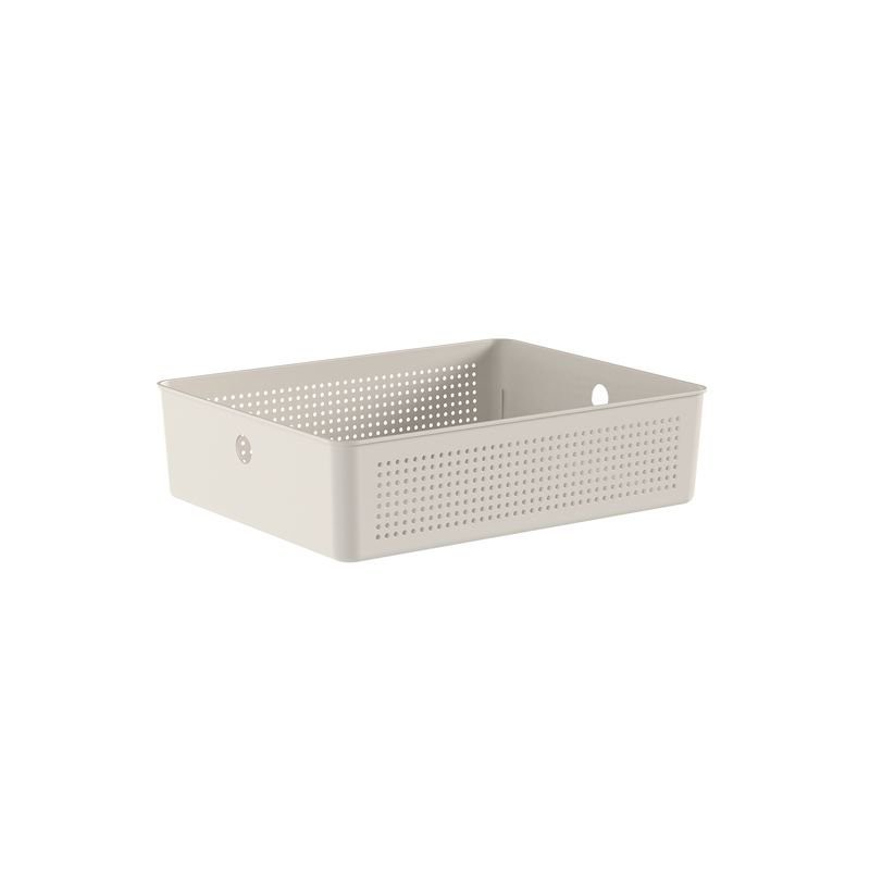 Cesto organizador retangular Martiplast OU Flow 34x27cm para armários e prateleiras bege