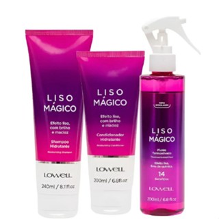 Kit Liso Mágico Lowell – Shampoo + Condicionador + Fluido - Cabelos lisos, alinhados e sem frizz em Oferta na Shopee
