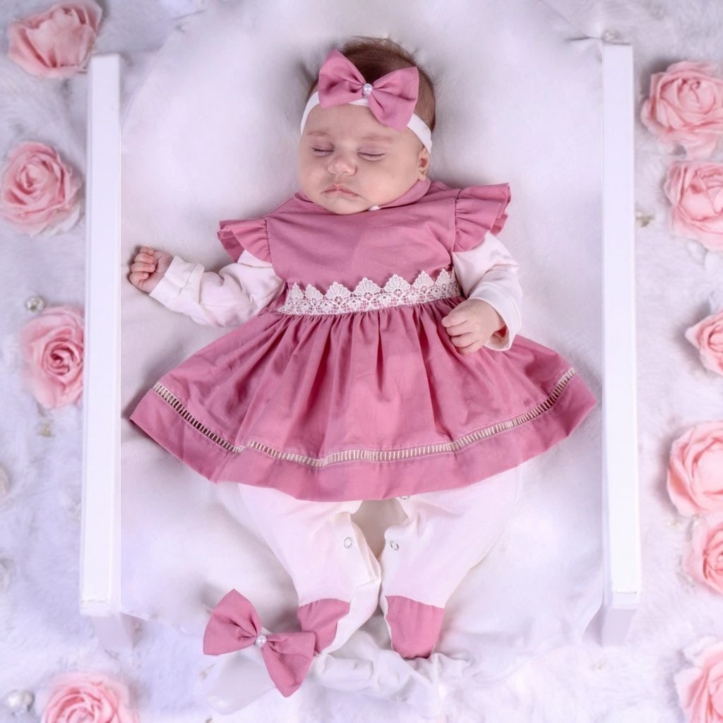 Saída Maternidade Menina Rose  04 peças Maria Alice Vermelho Roupas de Bebê em Oferta na Shopee