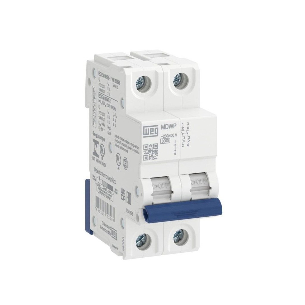 Disjuntor Mini Bipolar MDWP 20A Curva C Weg