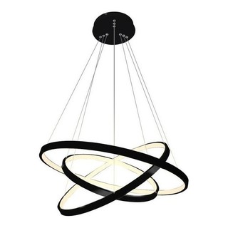 Lustre Led Moderno Pendente Anéis Led 89w 3 Arcos Preto