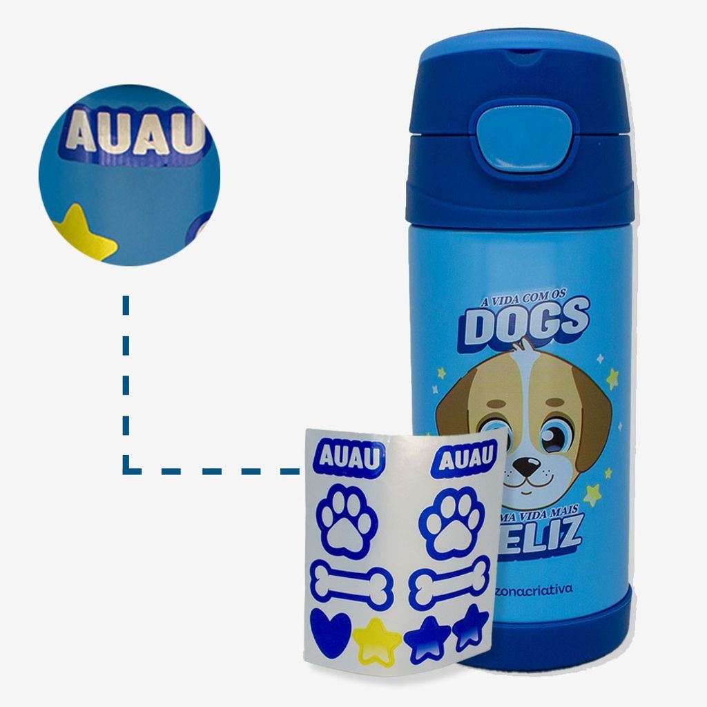 Garrafa Térmica Infantil Com Adesivo Eu Amo Dogs – Zonacriativa em Oferta na Shopee