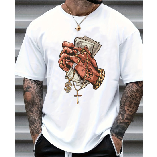 Camiseta Camisa Blusa Camiseta Money Mao Correntes NOVO! plus size traje plus Size Roupa Bts kpop