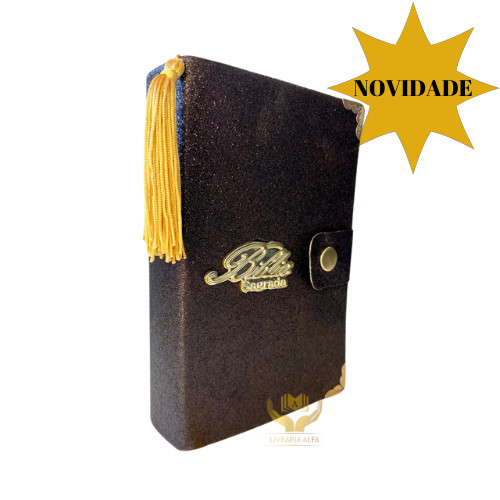 Biblia Sagrada Botão Letra Grande Tamanho 12,5x19 com Harpa