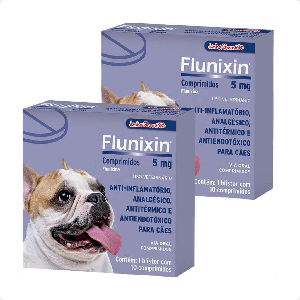 Kit 2 Flunixin 5mg Anti-Inflamatório Chemitec Cães - 10 Comprimidos em Oferta na Shopee