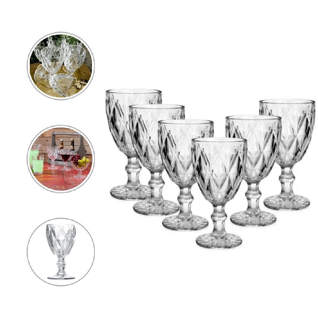Jogo 6 Taças Água Vidro Diamond Clear 340ml