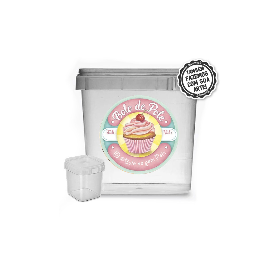 KIT 24 Adesivos para Bolo de Pote Personalizado Rótulo Bolo de Copo Modelo 17 Bolo de pote classic
