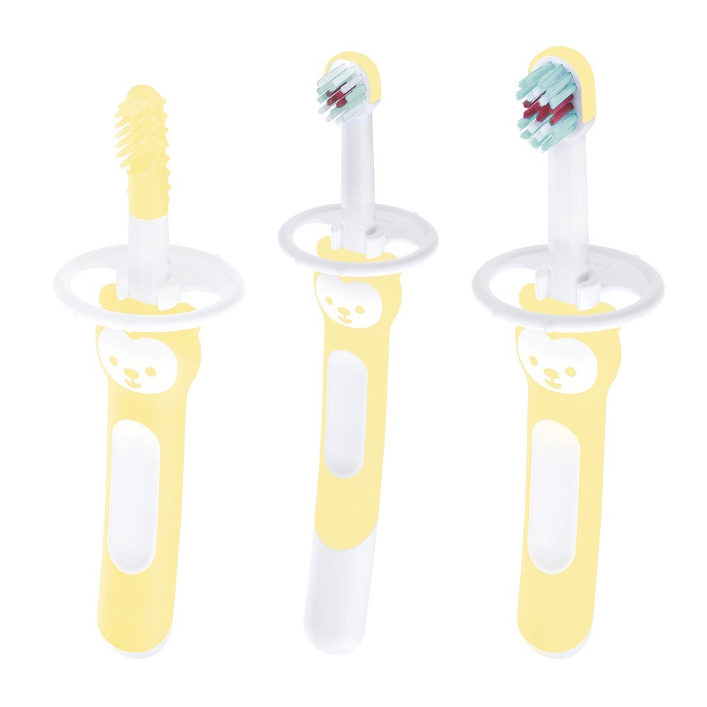 Kit com 3 Escovas de Dente para Bebê Brushes Amarelo - MAM
