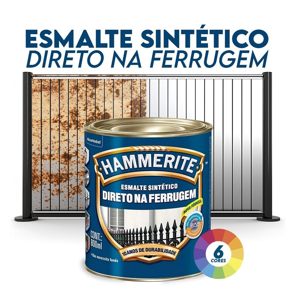 Tinta Esmalte Hammerite Direto Na Ferrugem 800 Ml - Metais | ferro