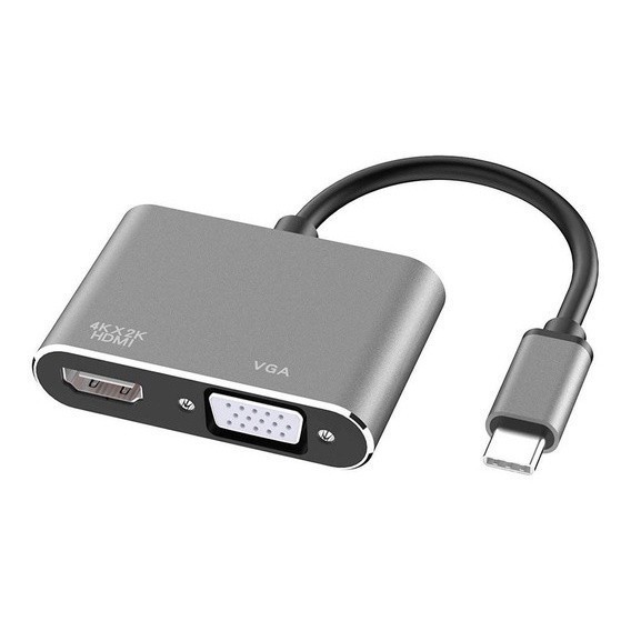 adaptador 2 em 1 tipo c para hdmi vga mecabook  ou celular knup